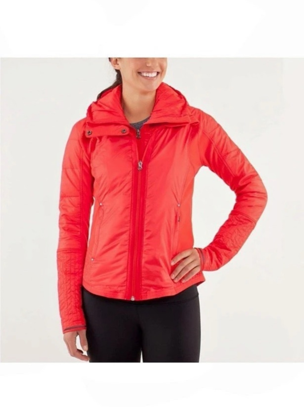 lululemon Run: Bundle Up Jacket Women's Removable Hood Down Jacket Red Size 8